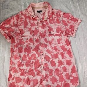 Armani Jean Rose-Pink Short Sleeve Button-Up Shirt XL